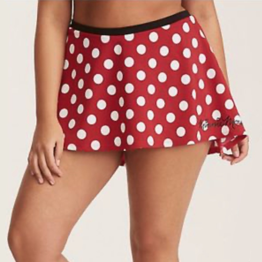 Torrid - Disney Minnie Mouse Red White Polka Dot Swim Skater Skirt Bottom - 2X
